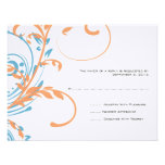 Orange and Teal Double Floral Wedding RSVP Announcement