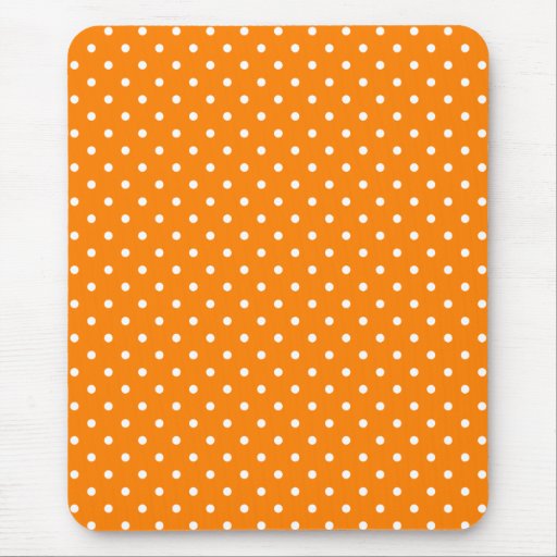 Orange and White Polka Dots Mousepads