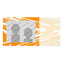 Orange and White Retro Pattern. Photo Card