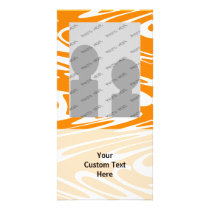 Orange and White Retro Pattern. Customised Photo Card
