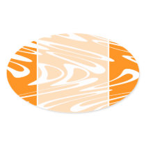 Orange and White Retro Pattern. Oval Sticker