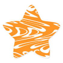 Orange and White Retro Pattern. Star Sticker