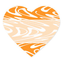 Orange and White Retro Pattern. Heart Sticker