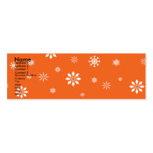 Orange and white snowflakes business card template