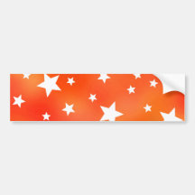 Orange and White Star Pattern Bumper Stickers