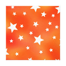 Orange and White Star Pattern Stretched Canvas Prints