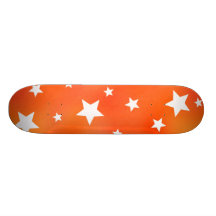 Orange and White Star Pattern Skateboard Deck