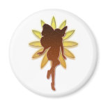 Orange and Yellow Flower Fairy Silouette magnets