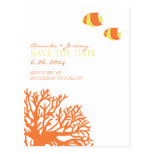 Orange and Yellow Tropical Fish  Save the Date Postcards