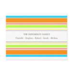 Orange Aqua & Green Candy Stripes Family Postcard