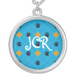 Orange Argyle Paw Prints Jewelry