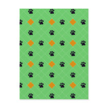 Orange Argyle Paw Prints