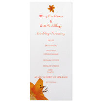 Orange Asiatic Lily wedding program Personalised Invitation