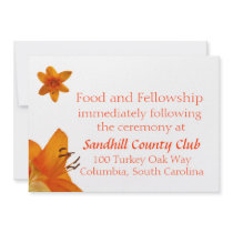 Orange Asiatic Lily Wedding Reception card Announcement