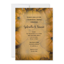 Orange Autumn Pumpkins Rehearsal Dinner Invitation