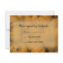 Orange Autumn Pumpkins Wedding RSVP Response Card Invite