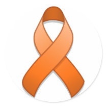 Orange Awareness Ribbon Round Sticker