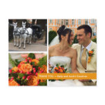 Orange band modern 3 photo montage thank you note postcards