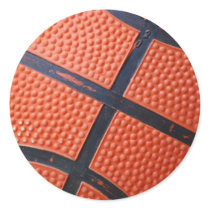 Orange Baseket Ball Round Stickers
