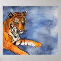 Orange Bengal Tiger Poster Watercolor Art Print