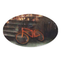 Orange Bicycle by Brownstone Oval Sticker