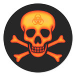 Orange Biohazard Skull Sticker