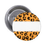Orange, Black and Brown Leopard Print Pattern. Pinback Button