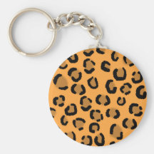 Orange, Black and Brown Leopard Print Pattern. Key Chains