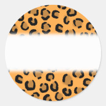Orange, Black and Brown Leopard Print Pattern. Round Stickers