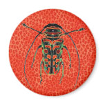 Orange & Black Beetle on Orange Leopard Magnet