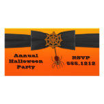 Orange & Black Bling Spider Web photo cards