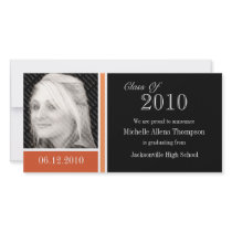 Orange & Black Graduation Announcement Photo Cards