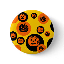 Orange & Black Halloween Dots Buttons