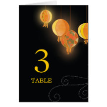 Orange + Black Wedding Table Number Folded Cards
