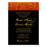 Orange Black White Damask Wedding Invitation