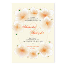 Orange Blossom Flowers Romantic Save The Date Mini Business Card Templates