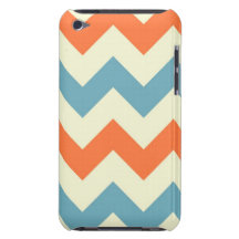 Orange blue chevron zigzag stripes zig zag pattern barely there iPod cover