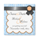 Orange & Blue Damask Save the Date Magnet