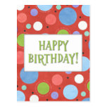 Orange Blue Green Generic Birthday Postcard