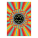 Orange Blue Sunburst Fractal business cards