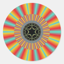 Orange Blue Sunburst Fractal Sticker