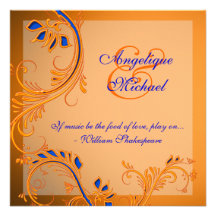 Orange blue wedding anniversary engagement announcement