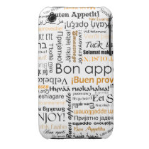 Orange Bon appetit in different languages Iphone 3 Cases