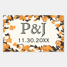 Orange Brown Autumn Leaves Favour Stickers