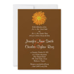 Orange & Brown Gerber Daisy Wedding Invitation