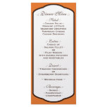 Orange Brown & White Wedding Reception Menus rack cards