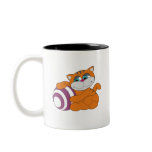 Orange Cat with Ball Coffee Mug