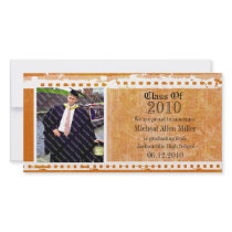 Orange Citrus Grunge Graduation Photo Card