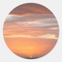 Orange Coloured Sky Round Sticker