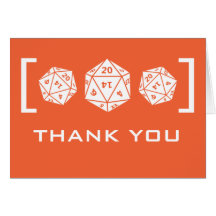 Orange D20 Dice Gamer Wedding Thank You Card